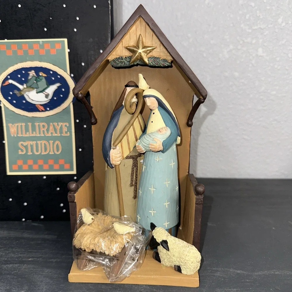 WILLIRAYE STUDIOS First Christmas NATIVITY W/stable 5 pc Set‎ WW2977 Rare New
